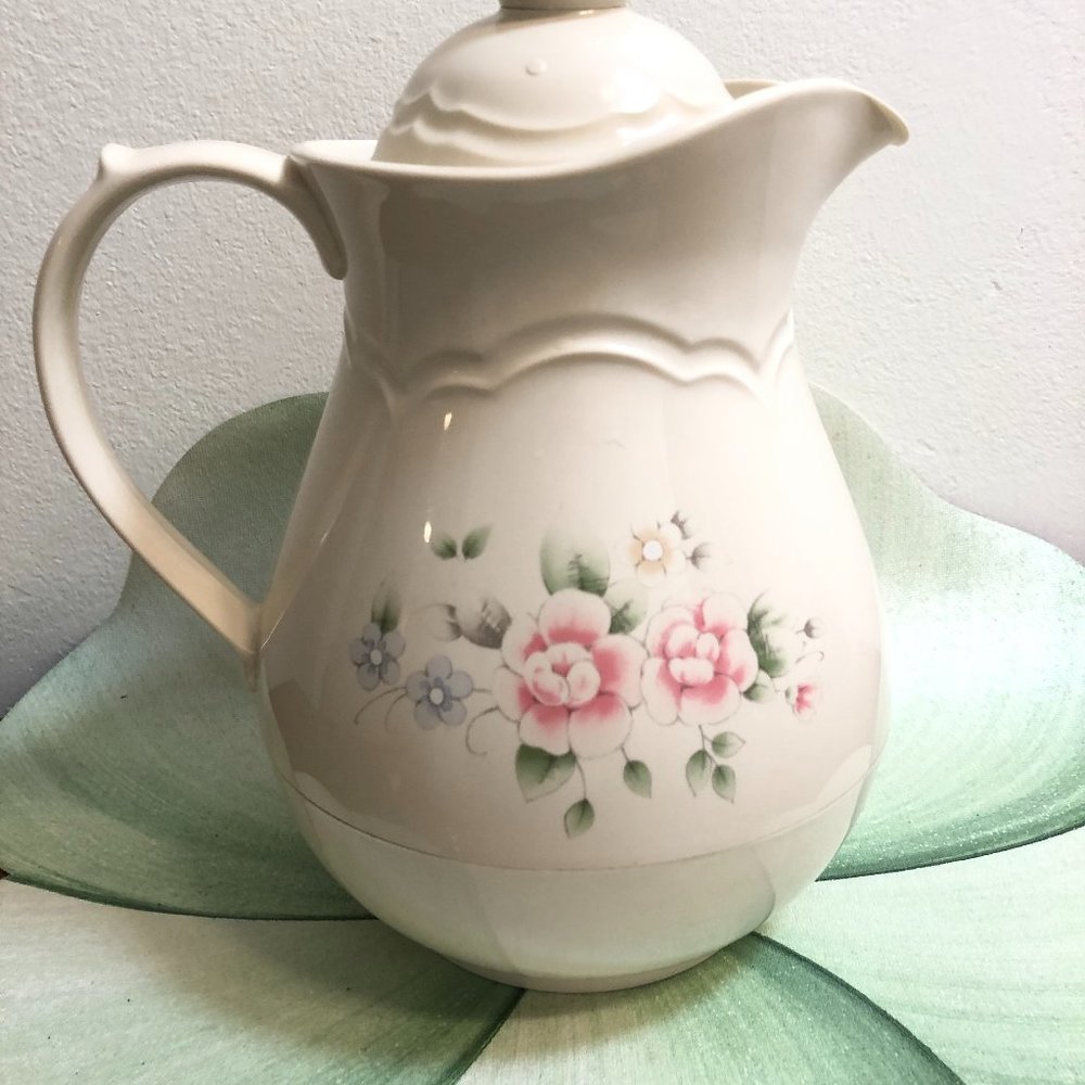 VINTAGE PFALTZGRAFF TEA ROSE COFFEE CARAFE & 2- 12oz HANDLED MUGS - Picture 2 of 16